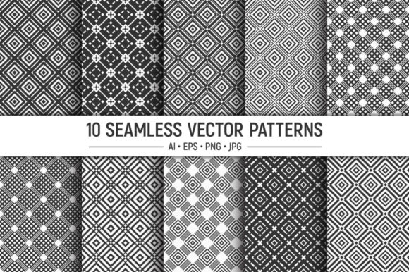 10 Rhombuses Seamless Vector Patterns: A Versatile Design Resource for Modern Creatives