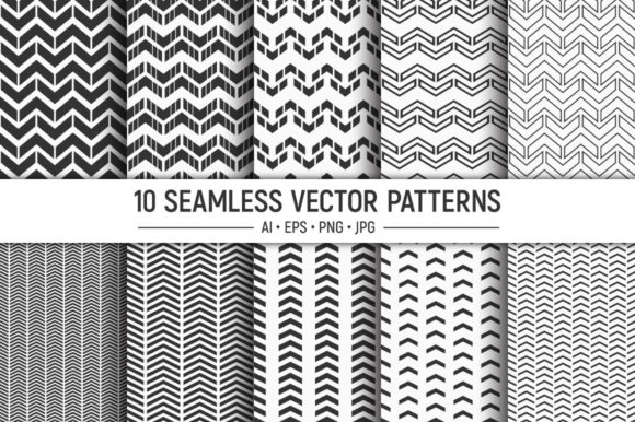10 Seamless Arrows, Herringbone Patterns