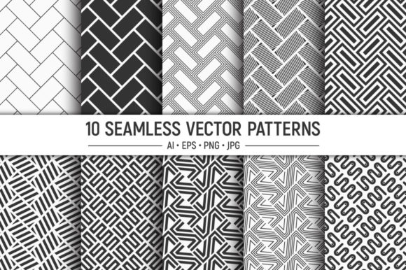 10 Seamless Bricks, Striped Patterns: A Versatile Design Resource