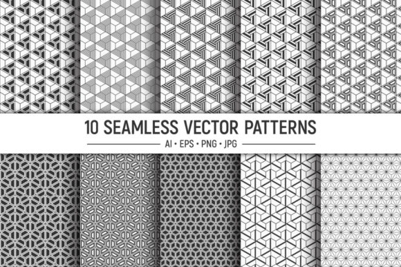 10 Seamless Geometric Vector Patterns Bundle