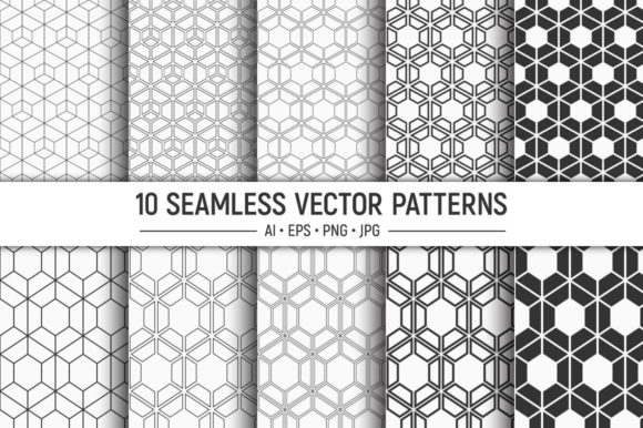 10 Seamless Hexagons Patterns