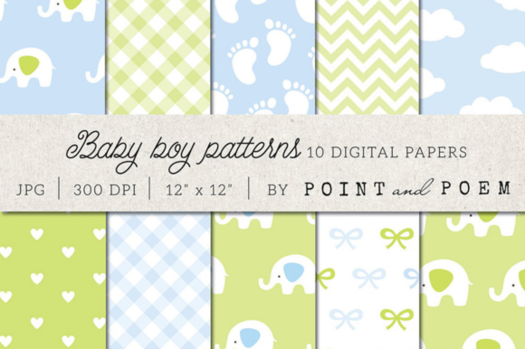 Baby Patterns Blue Green Digital Paper