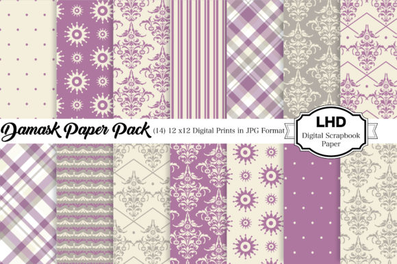 Digital Paper Mauve Damask Patterns: A Timeless Addition to Your Creative Projects