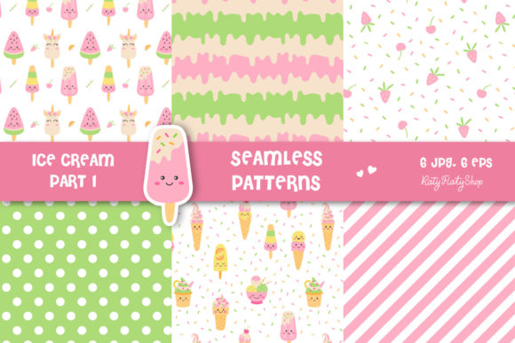 Ice Cream Party Seamless Patterns