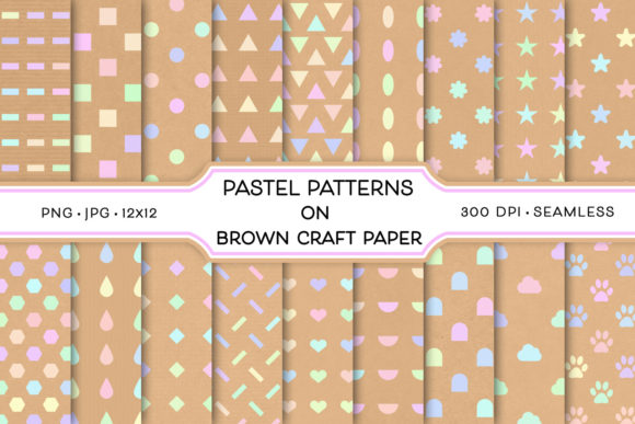 Pastel Patterns on Brown Craft Paper