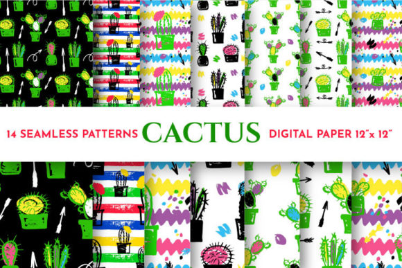 Patterns Digital Papers Cactus