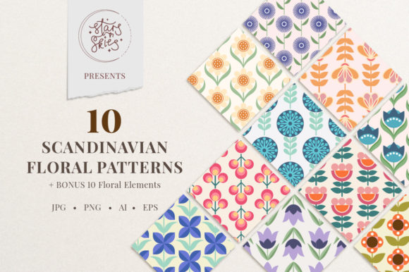 Scandinavian Floral Patterns for Creative Projects