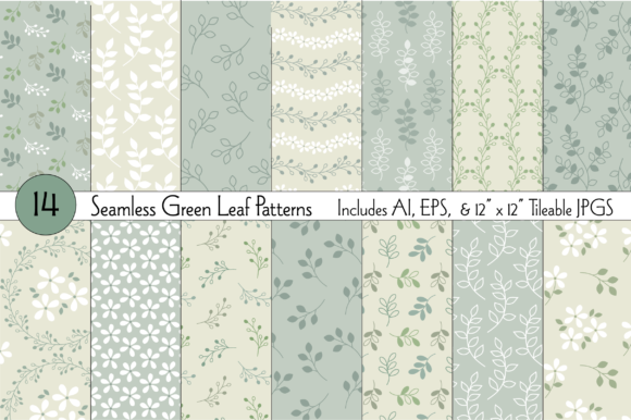 Seamless Green Leaf Patterns
