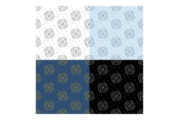 Seamless Patterns with Spiral Galaxy for Fabric Design
