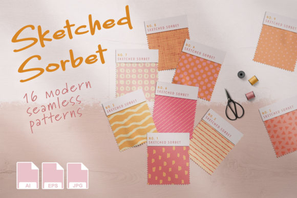 Sketched Sorbet Seamless Vector Patterns: A Versatile Design Resource for Creative Professionals