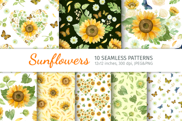 Watercolor Sunflower Seamless Patterns: A Versatile Design for Creatives and Event Planners